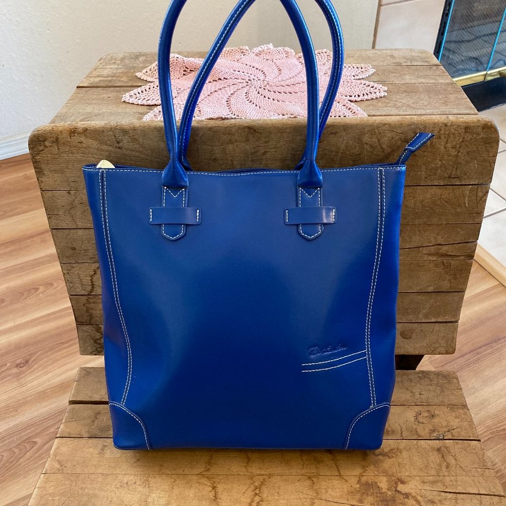 Bostanten Women's Dark Blue Leather Tote